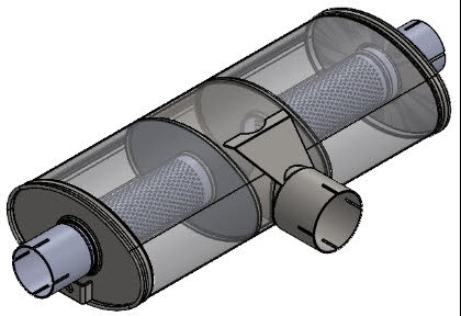 RVS einddemper 3 inch ingang naar 2x 63mm uitgang
