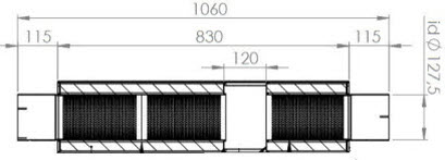 afmetingen 5"/ 127mm uitlaatdemper
